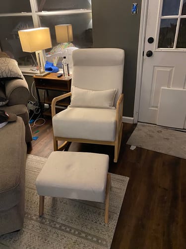 Customer photo review of Mid-Century Fabric Rocking Chair Ottoman Set with Pillow, Glider Rocker Chair for Living Room Set of 2