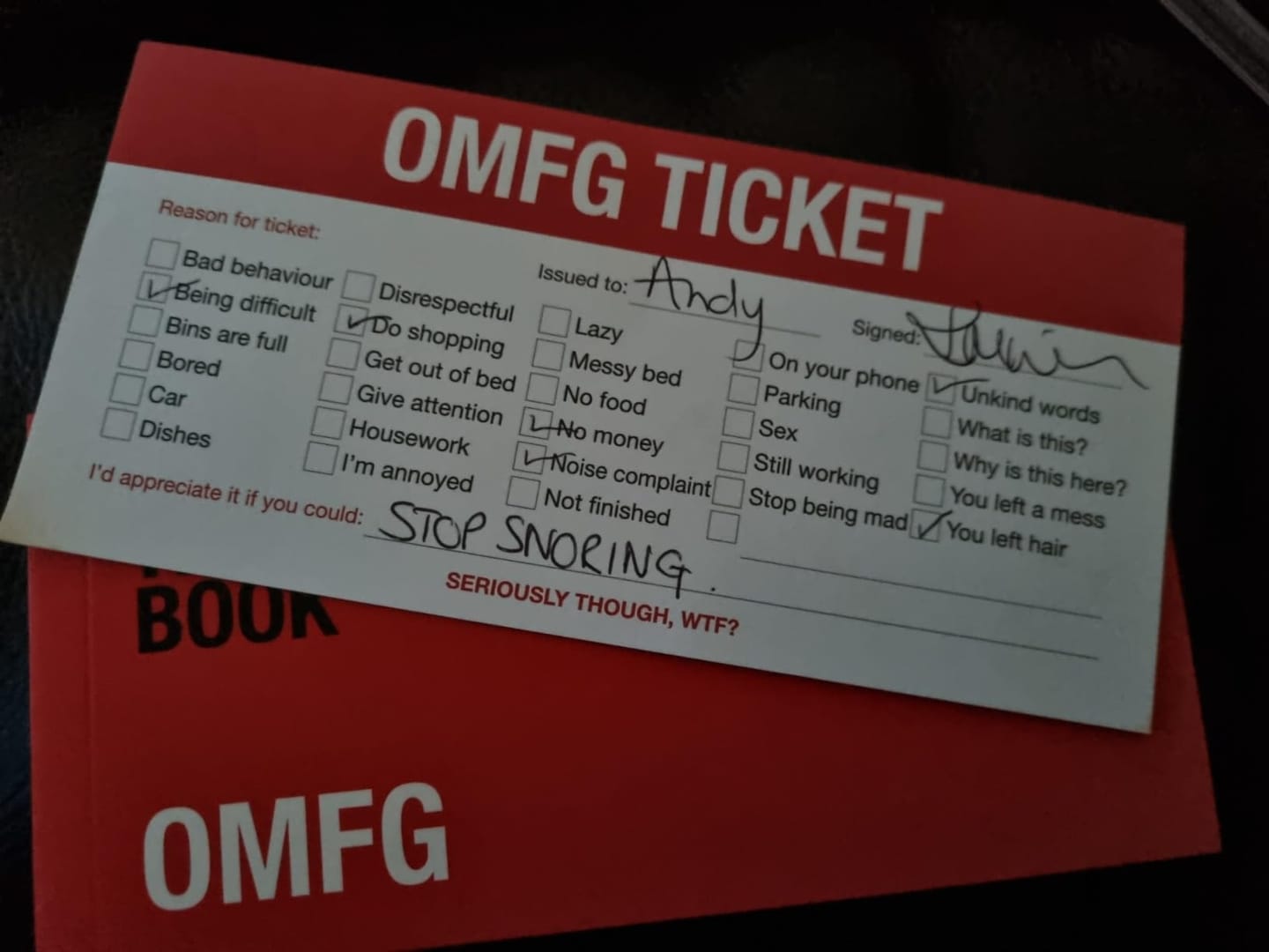 Customer photo review of Little Ticket Book of OMFG