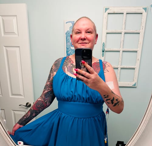 Customer photo review of PRE-ORDER - Ingenue Dress in Turquoise Blue - Vixen by Micheline Pitt