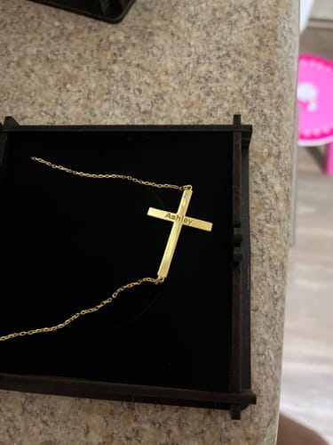 Customer photo review of Cross Necklace Genuine DIAMOND & Sterling Silver