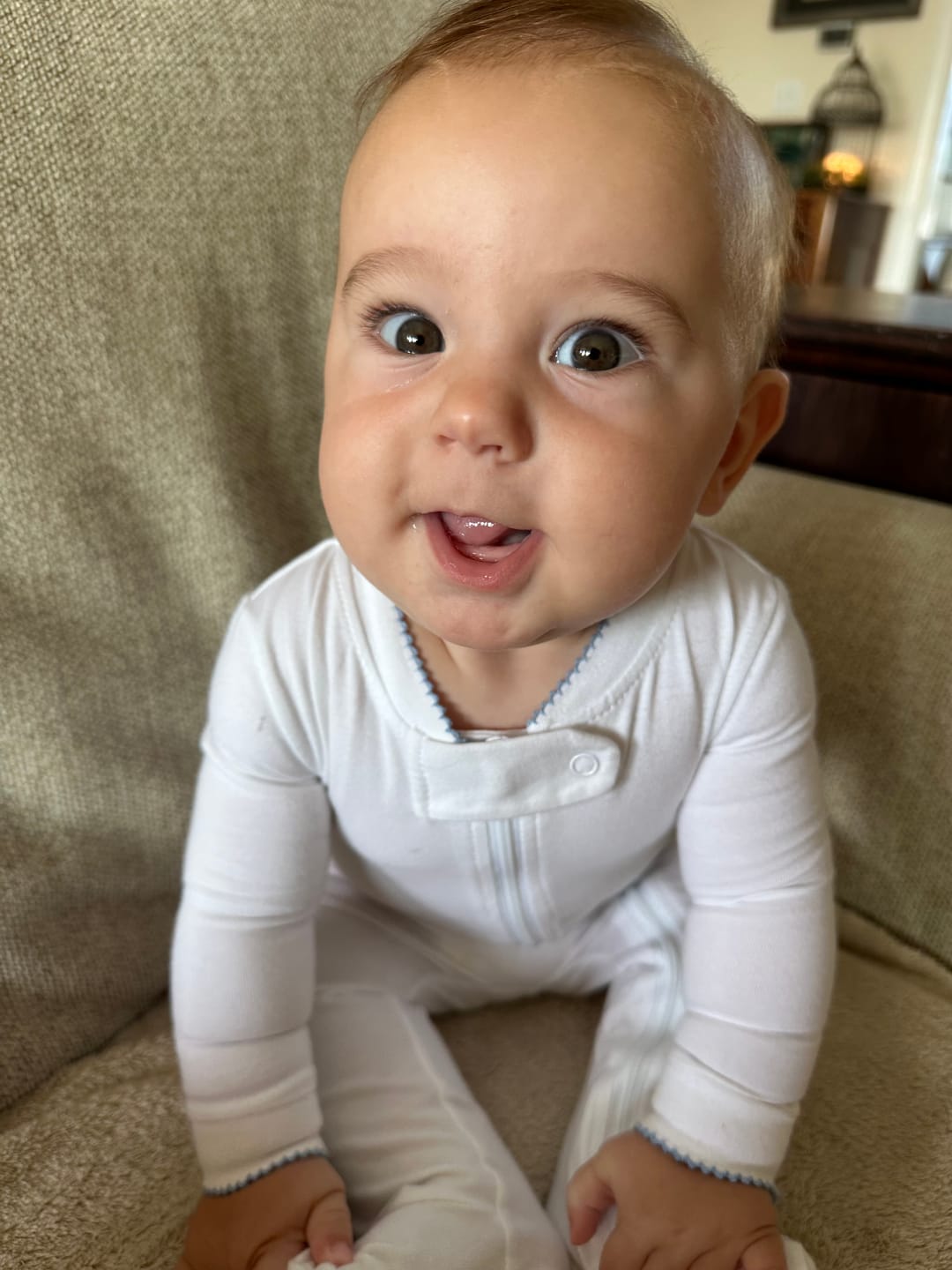 Customer photo review of Solid White Light Blue Rib Zip Sleeper