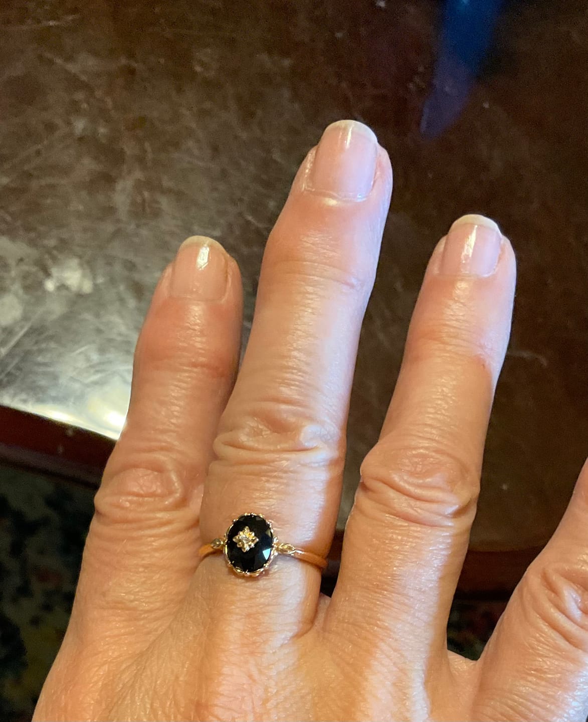 Customer photo review of Vintage Black Agate Crystal Ring