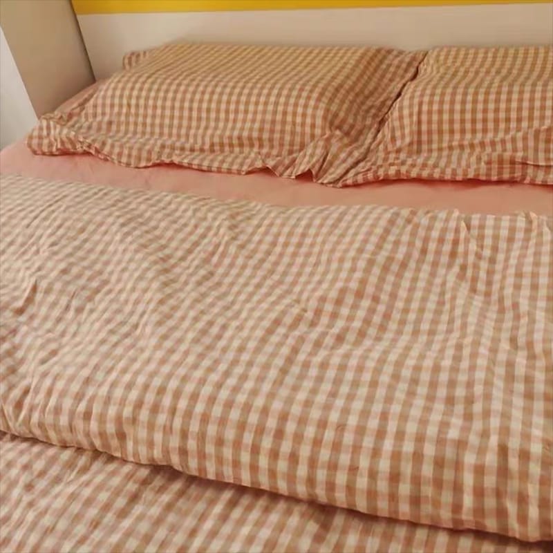 Customer photo review of Cotton Small Gingham Bedding Set - Baby Pink
