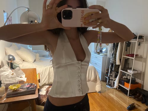 Customer photo review of Lisa Button Up Halter - Ivory