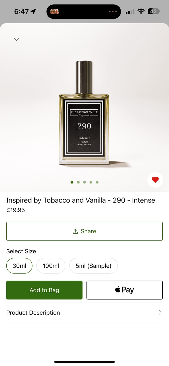 Customer photo review of Inspired by Tobacco and Vanilla - 290 - Intense