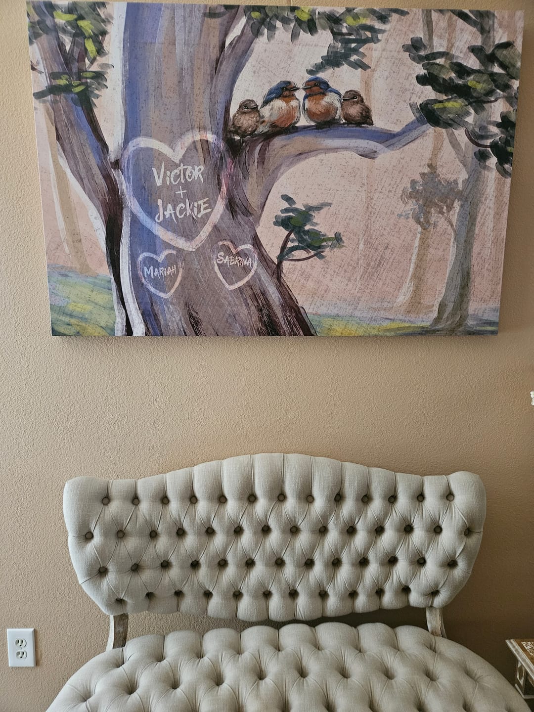 Customer photo review of Personalized "Birds On A Tree" Family/Couple's Premium Canvas