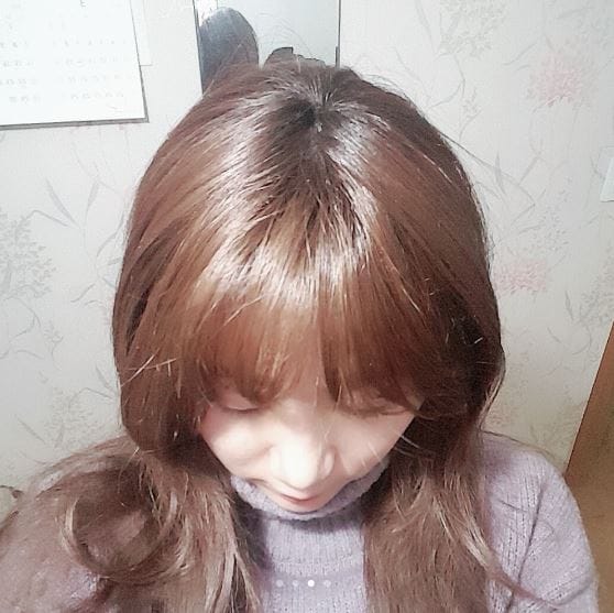 Customer photo review of *Handmade* Top Cover) See-through Bang Diagonal Curl