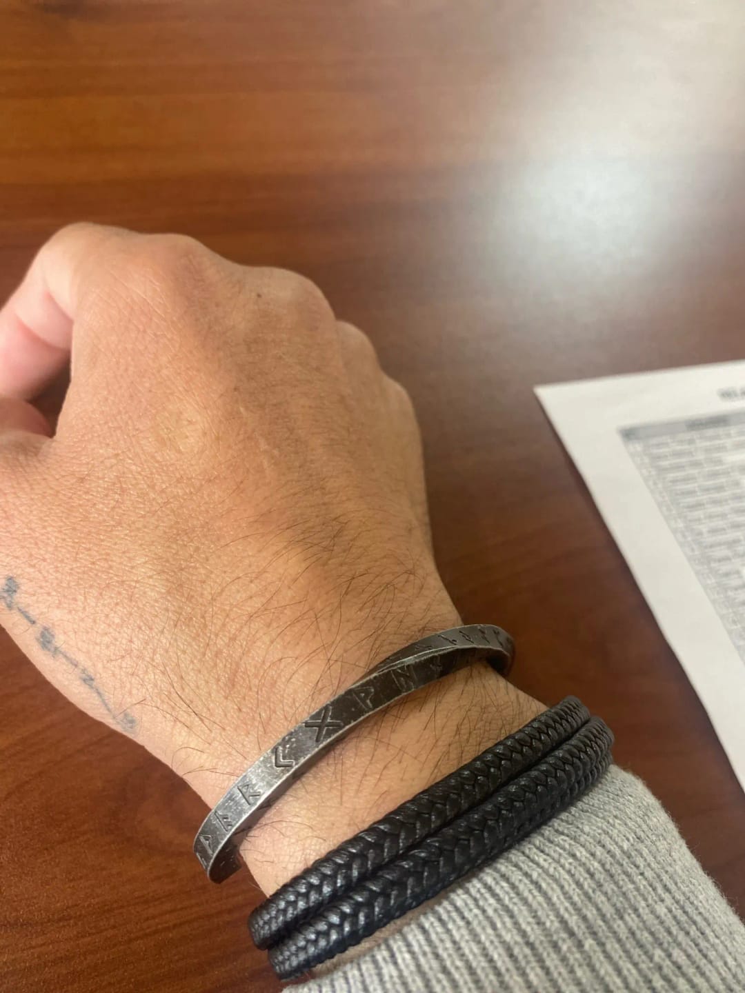 Customer photo review of Viking Runes Norse Cuff Bracelet