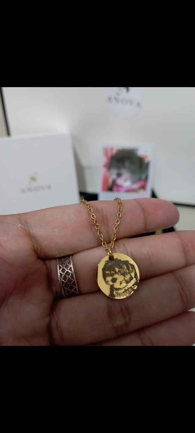 Customer photo review of Photo Engraved Portrait Necklace Gift