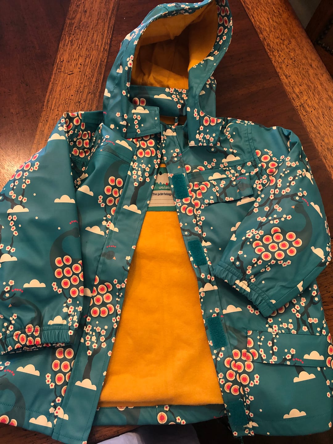 Customer photo review of Midnight Peacocks Waterproof Recycled Raincoat