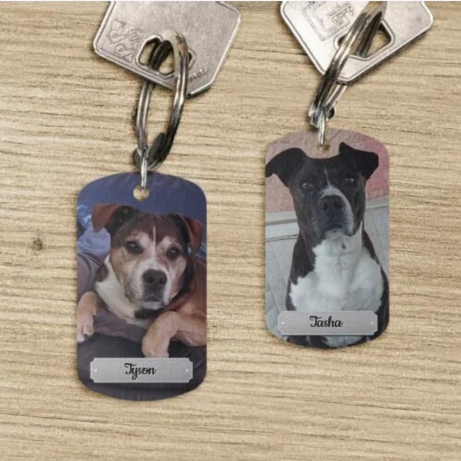 Customer photo review of Dubbele foto - Gepersonaliseerde Dog Tag sleutelhanger