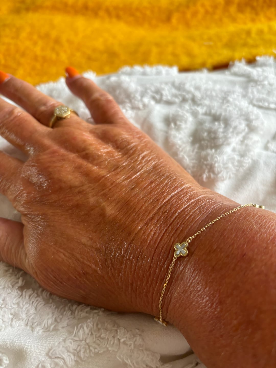 Customer photo review of Lucky Clover Gold Station 9K Gold Bracelet