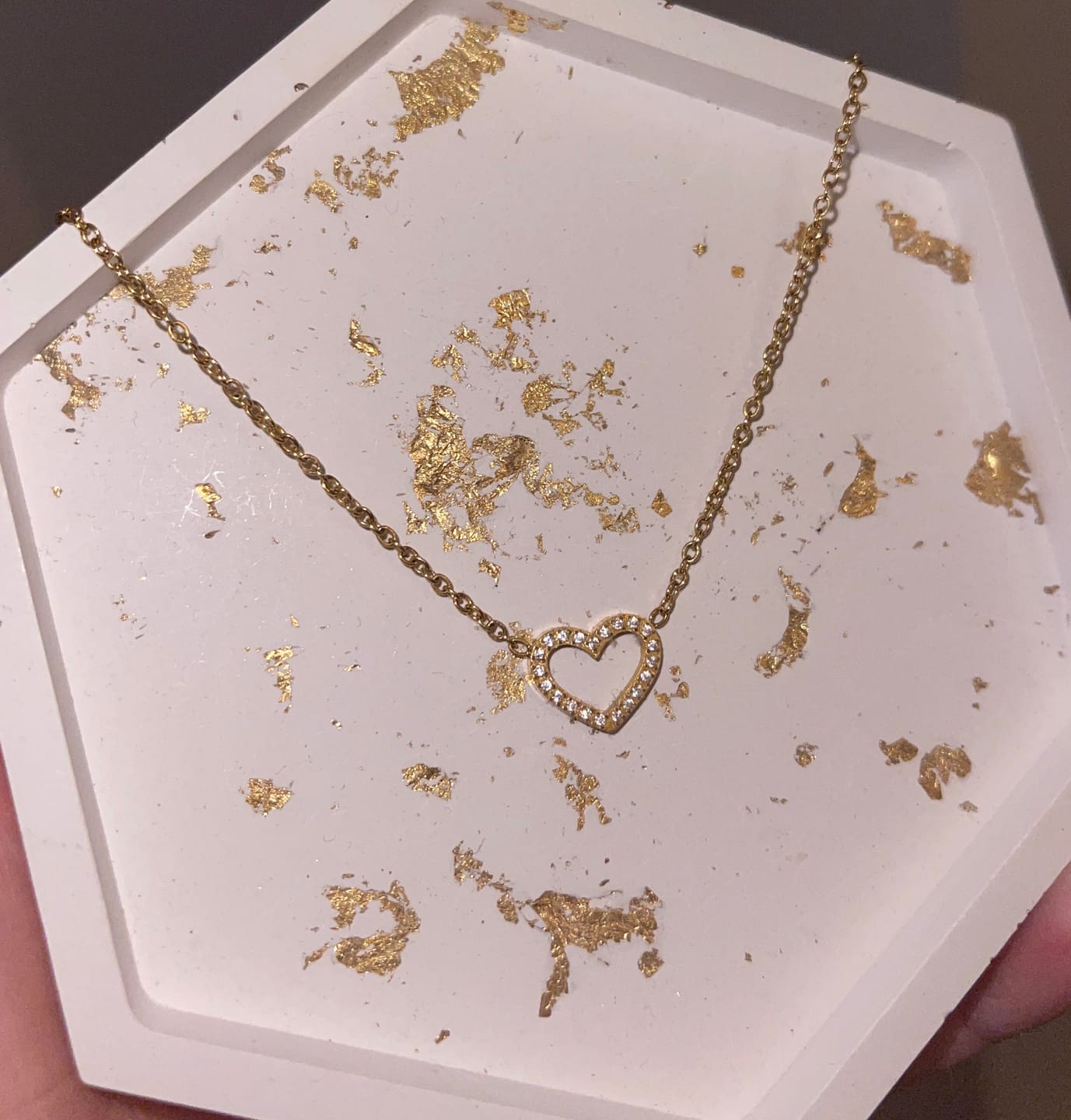 Customer photo review of Shine Heart Halskette | 18K vergoldet