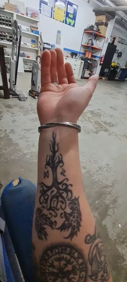 Customer photo review of Viking Runes Norse Cuff Bracelet