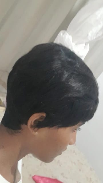 Customer photo review of Luvwin Classic Pixie Cut Style Wig With Layered Bangs For Black Women