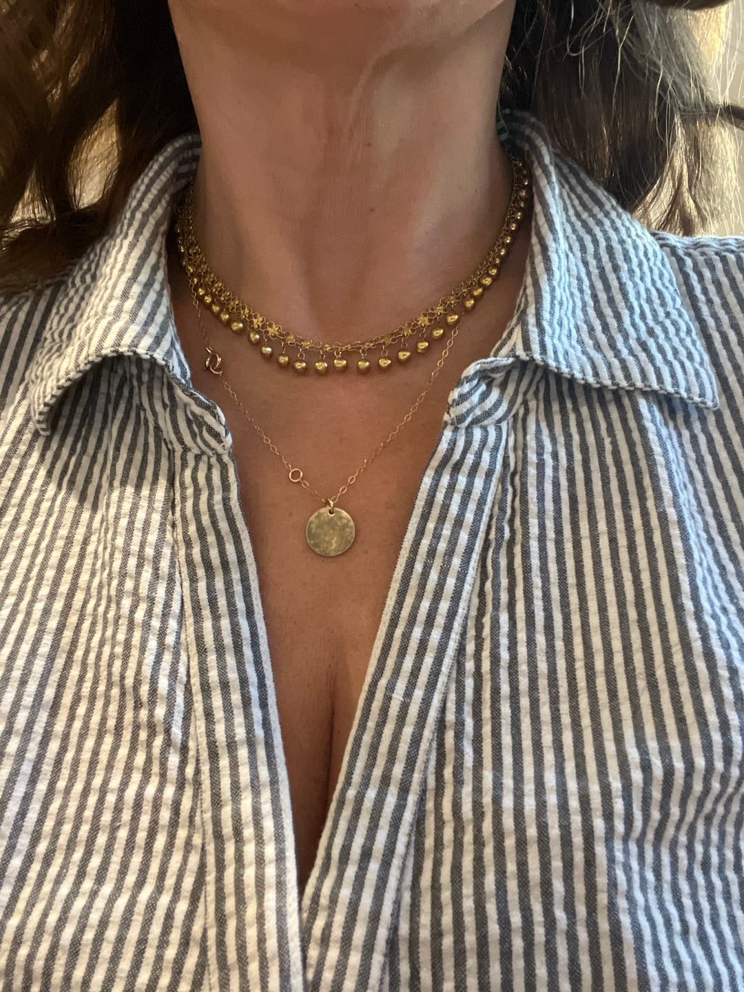 Customer photo review of THE HAMMERED COIN NECKLACE - GOLD