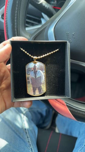 Customer photo review of Custom Engravable Heart Photo Necklace