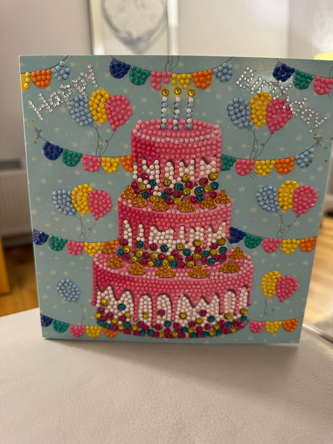 Customer photo review of "Happy Birthday" Crystal Art Card 18x18cm