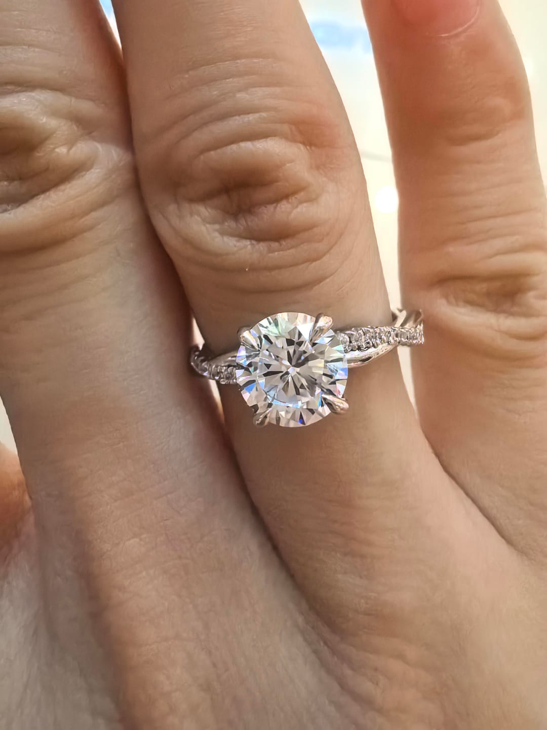 Customer photo review of S925 1.25 Carat Twist Round Cut Engagement Ring In Sterling Silver For Bridal & Daily Wear