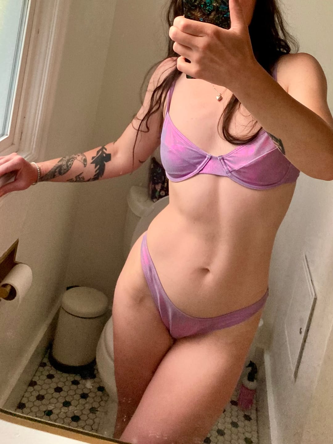 Customer photo review of Nova Underwire Bra Top - Purple Metallic