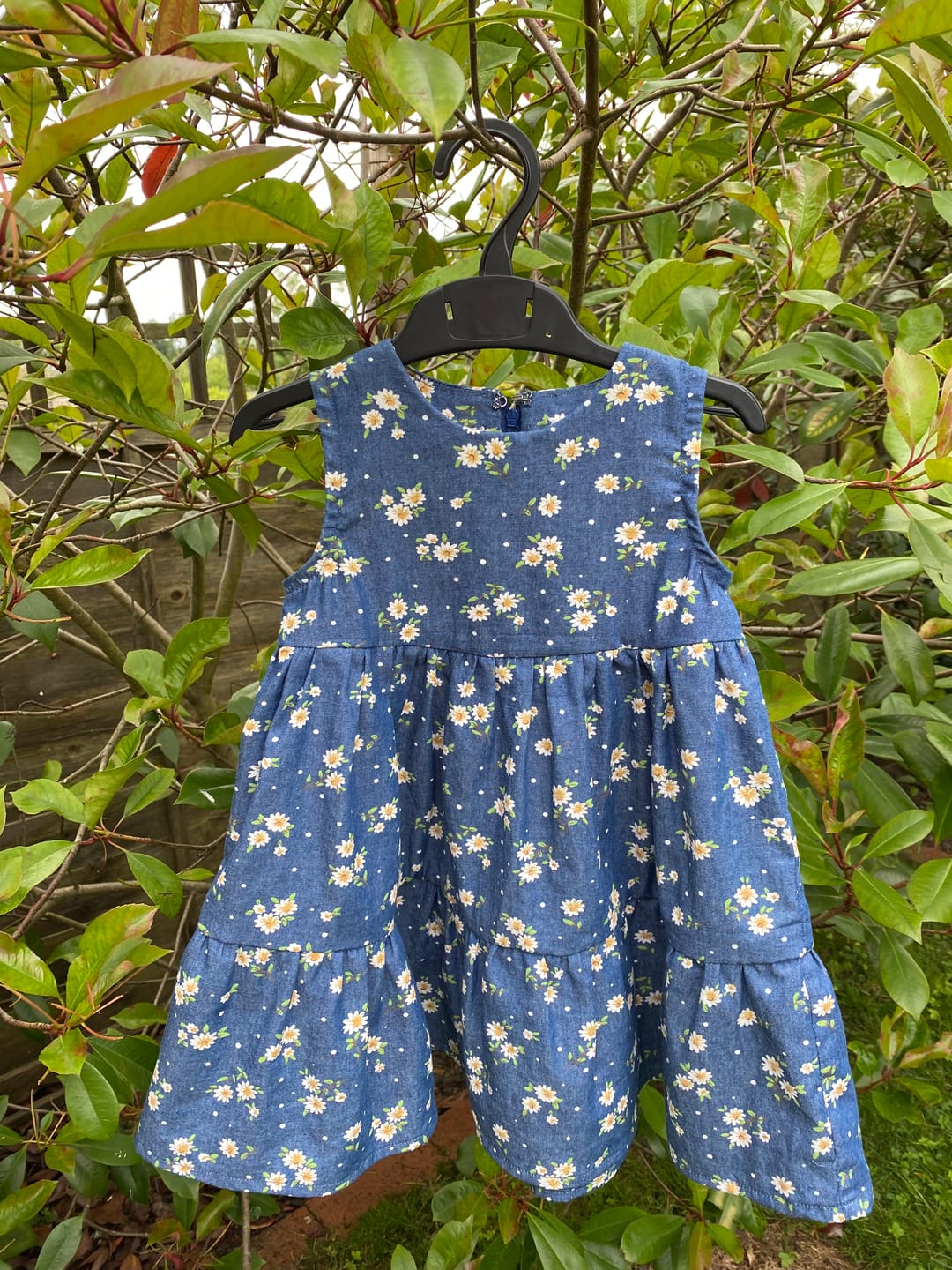 Customer photo review of Daisies Chambray Denim Fabric