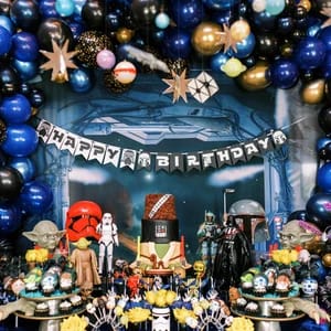 Customer photo review of Space Ship Battlestar Photography Backdrop