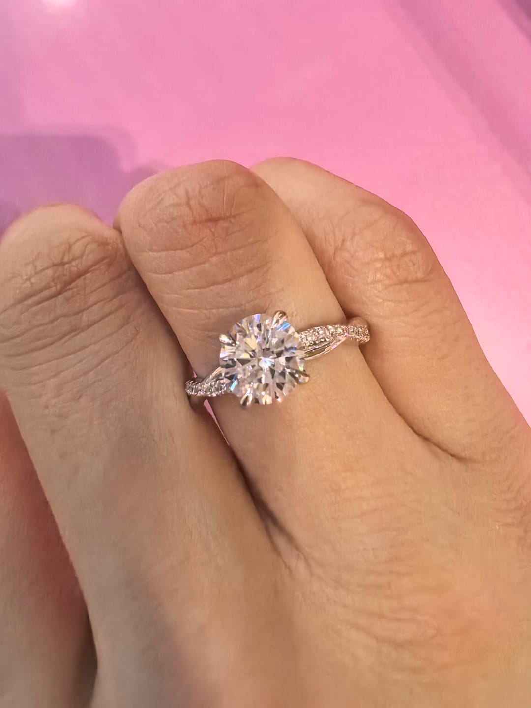 Customer photo review of S925 1.25 Carat Twist Round Cut Engagement Ring In Sterling Silver For Bridal & Daily Wear