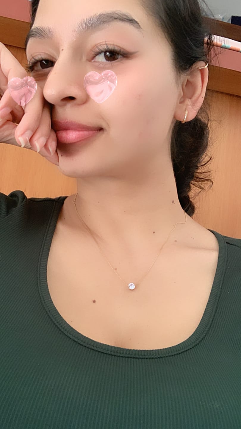 Customer photo review of Dainty Round Crystal Necklace