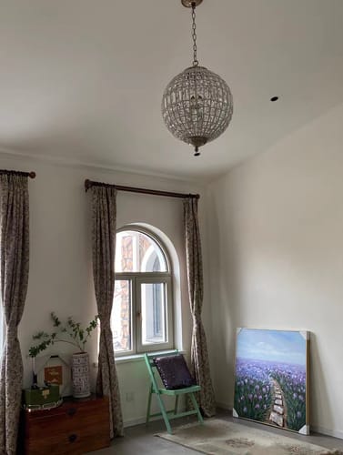 Customer photo review of Vintage Luxe Brass Crystal Orb Chandelier