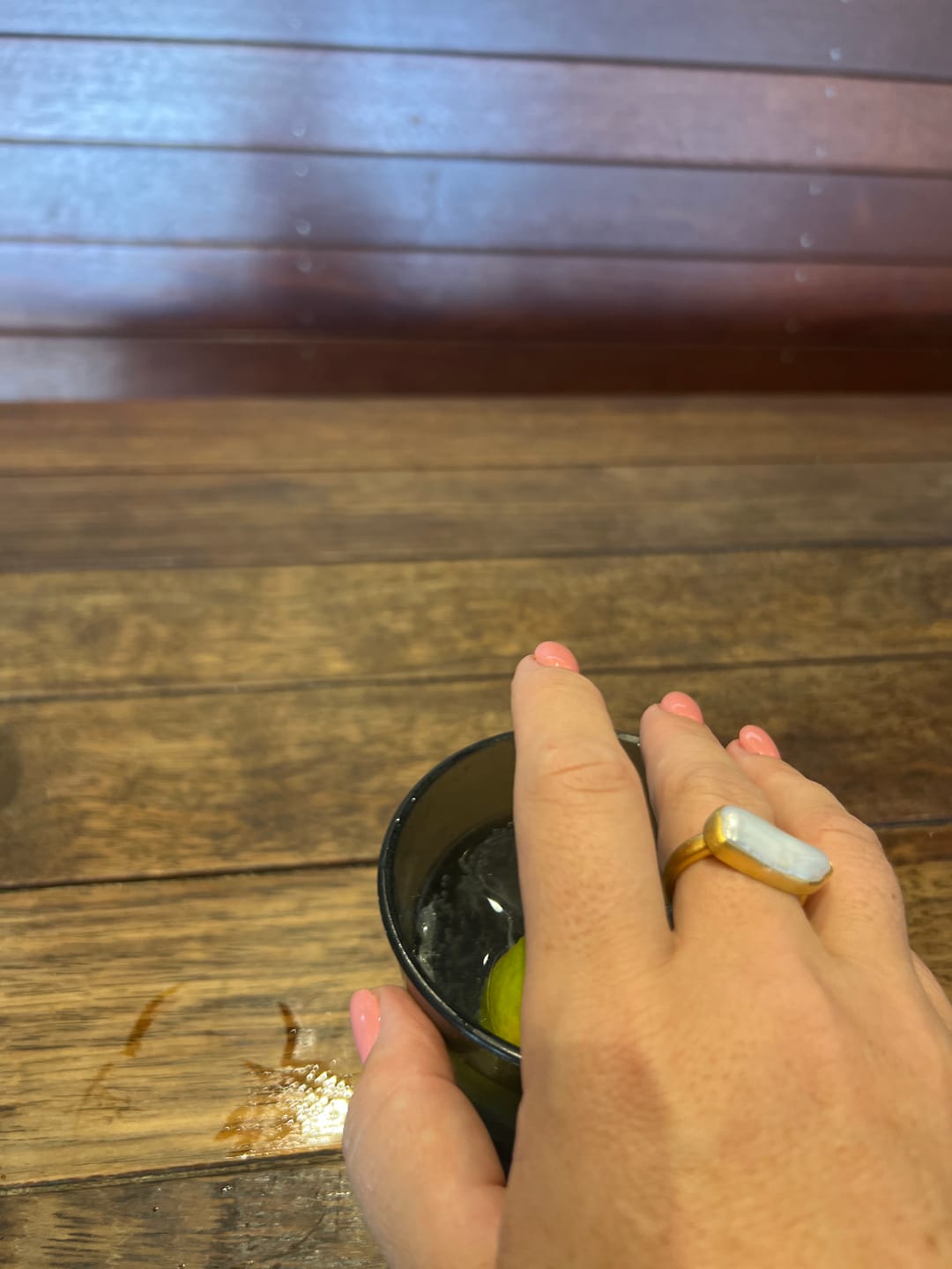 Customer photo review of PEARL BAR RING - GOLD