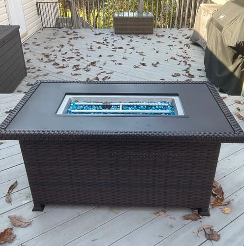 Customer photo review of Homrest Patio Propane Fire Pits,44in 50,000 BTU Auto-Ignition, Dark Brown
