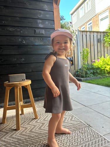Customer photo review of Kids Waffle Dress - Charcoal