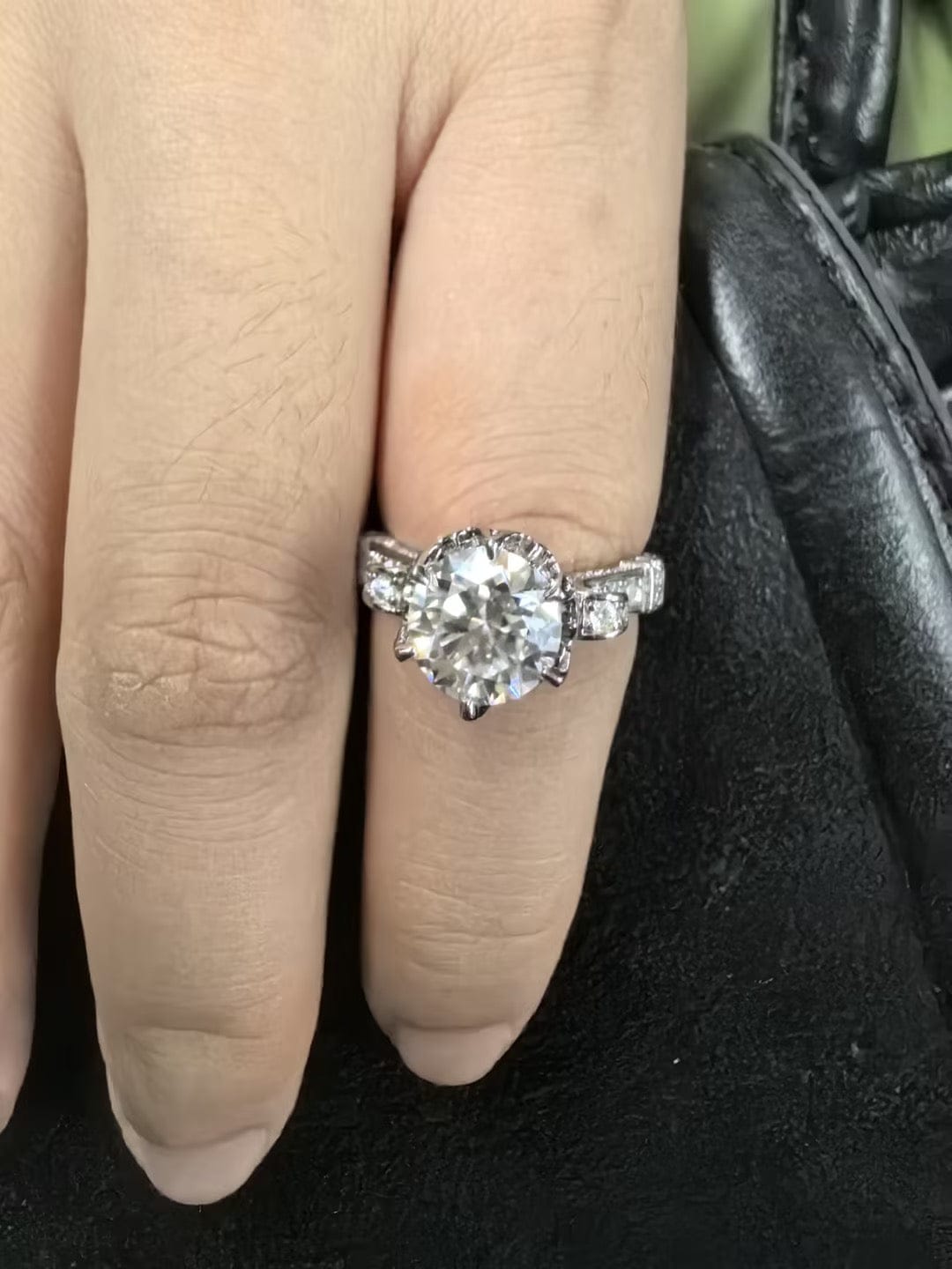 Customer photo review of S925 Moissanite 1.0~2.0 Carat Engagement Ring Promise Ring For Women