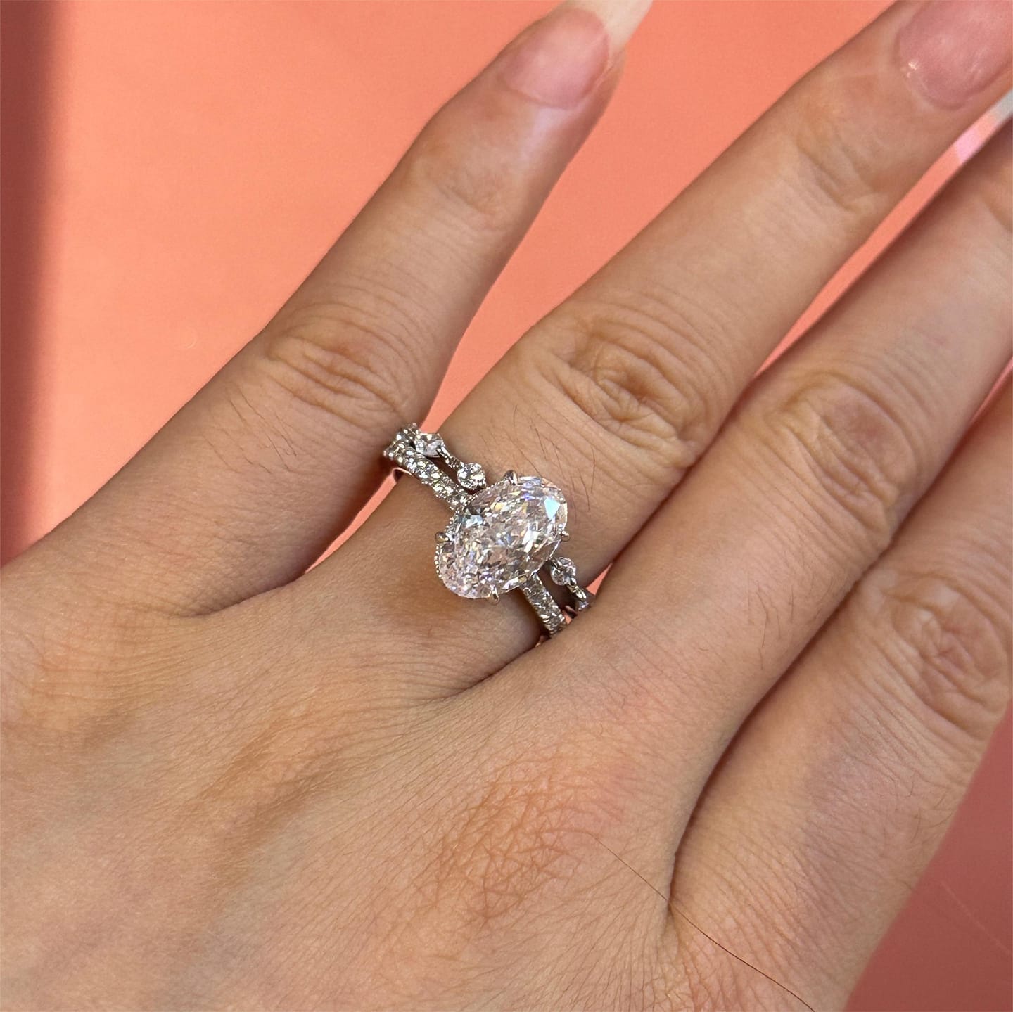 Customer photo review of S925 Attractive 2PC 2.5Ct Oval Cut Bridal Wedding Ring Set Stackable Ring Set For Daily Wear