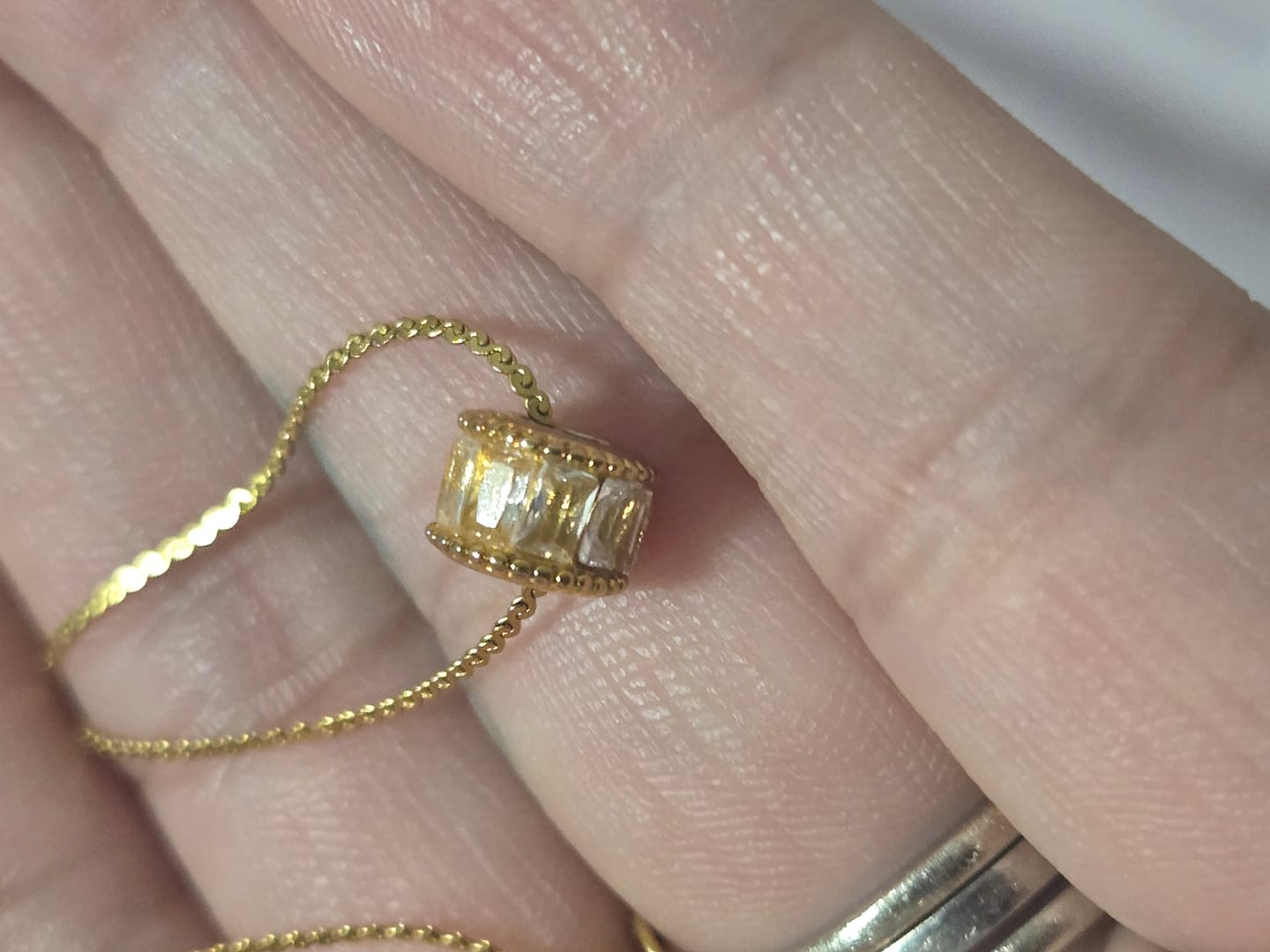 Customer photo review of Gigi Crystal 18K Gold Necklace