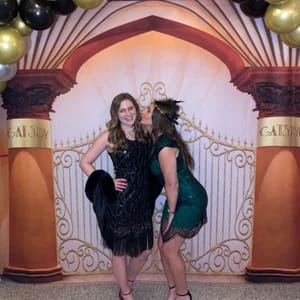 Customer photo review of Gatsby Gates Double Gold Columns Photo Backdrop