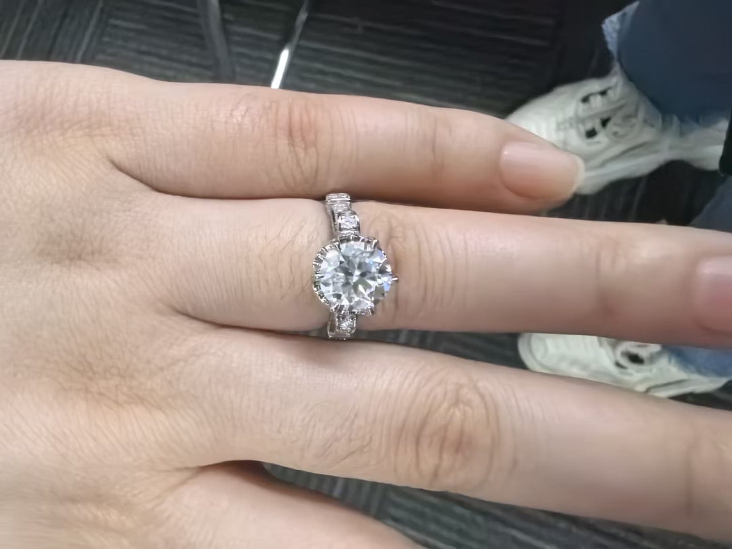 Customer photo review of S925 Moissanite 1.0~2.0 Carat Engagement Ring Promise Ring For Women