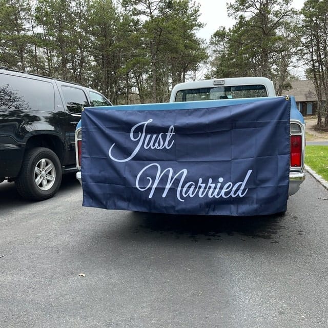 Customer photo review of "Just Married" Flag