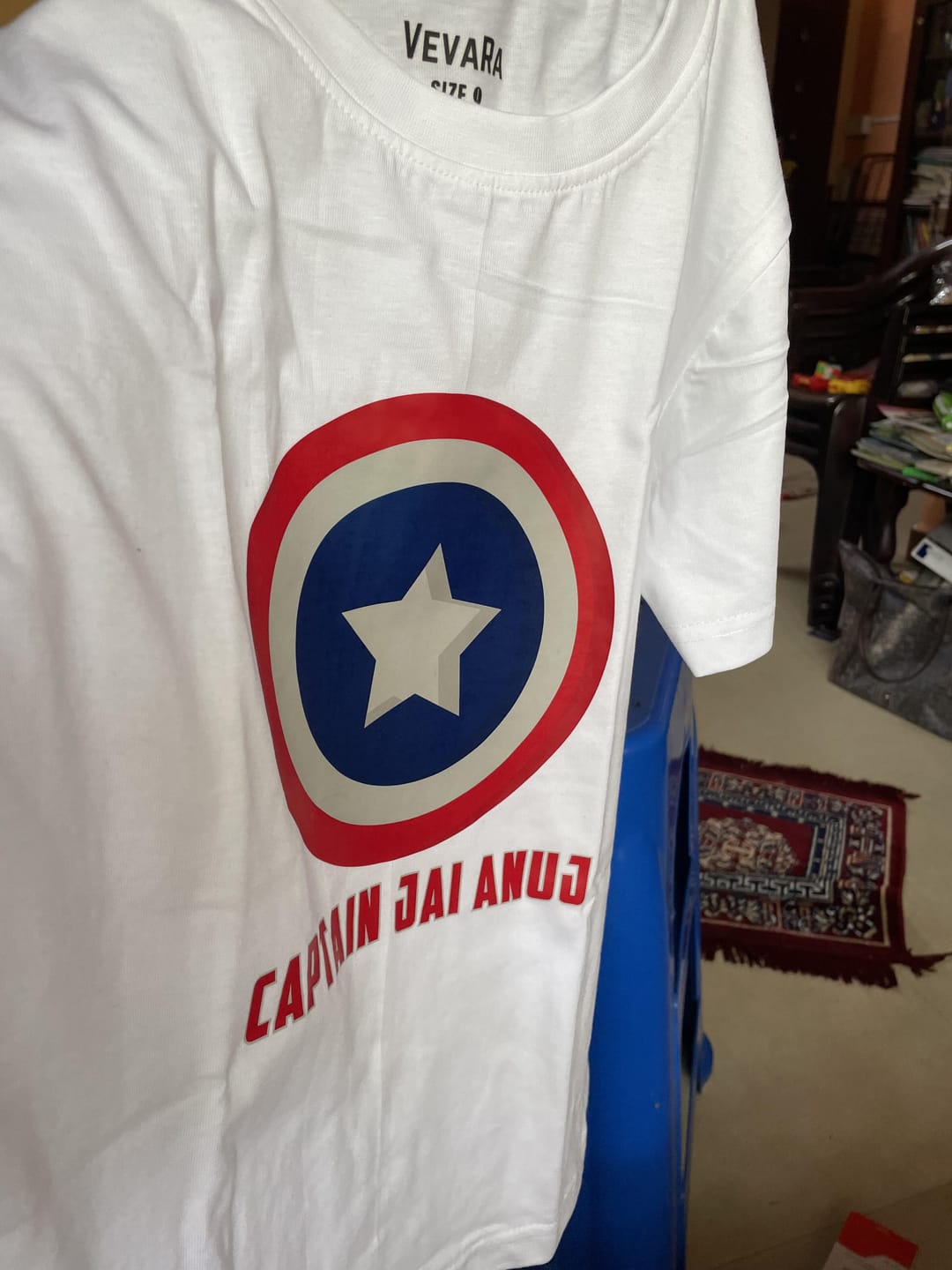 Customer photo review of Captain With Custom Kid Name - Kids Tee
