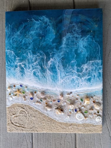 Customer photo review of Beach Mixed Media Portrait with Cremation ash