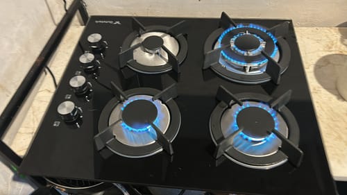 Customer photo review of Parrilla a Gas Natural LP Empotrable Cristal Templado 4 Quemadores