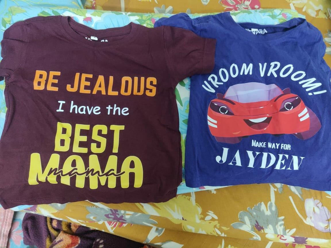 Customer photo review of Vroom Vroom With Custom Kid Name - Kids Tee