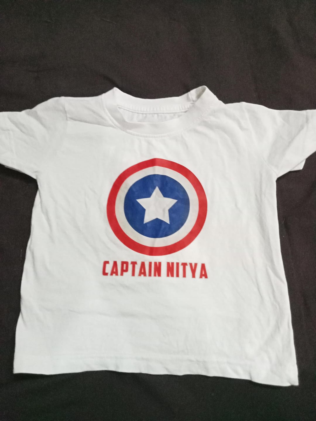 Customer photo review of Captain With Custom Kid Name - Kids Tee