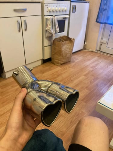 Customer photo review of Dual Silver Heart Shaped S/S Heart Muffler Tip