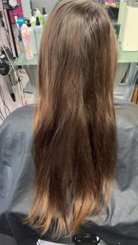 Customer photo review of Full Shine Sew In Hair Weft Bundles 100% Remy Human Hair Brown (#4)