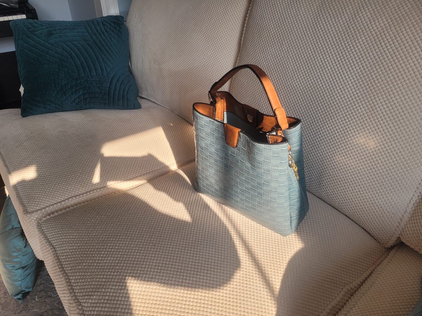Customer photo review of Tati Vegan Woven Satchel