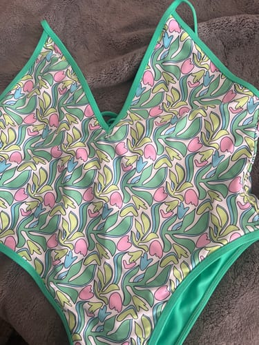 Customer photo review of VERONICA Bloom Deep V One Piece