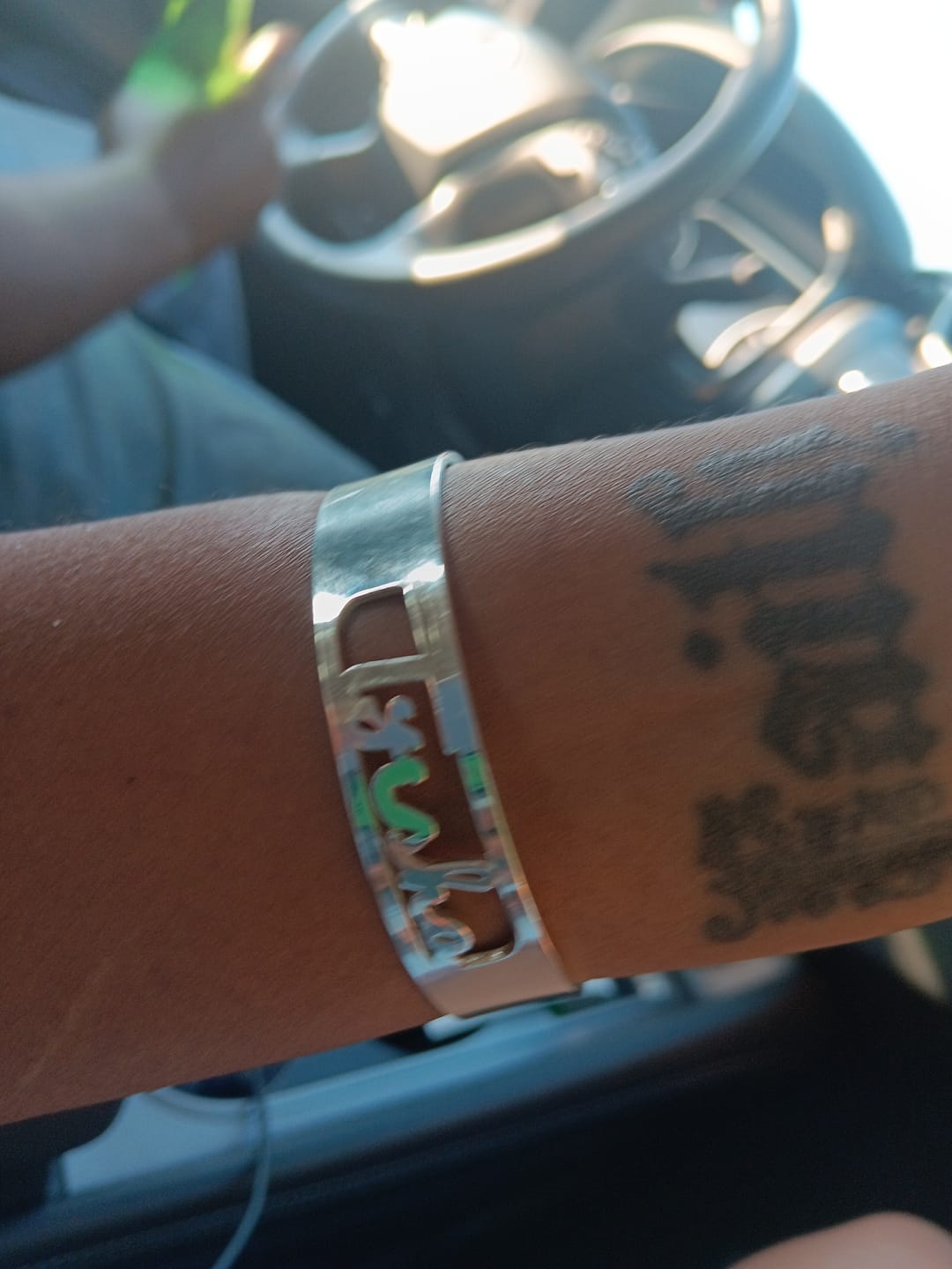 Customer photo review of Cutout Script Name Bangle