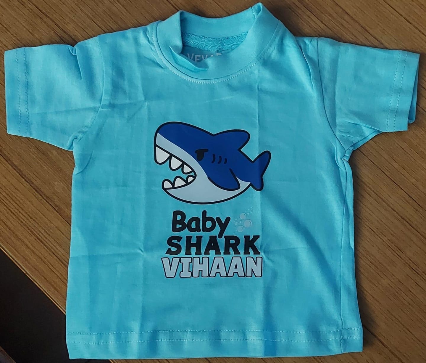 Customer photo review of Baby Shark With Custom Kid Name - Kids Tee