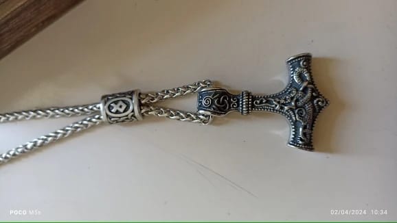 Customer photo review of Thor's Hammer Mjolnir Vikings Rune Necklace